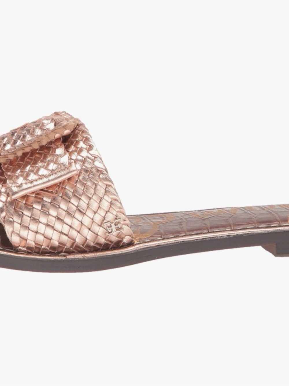Sam Edelman Metallic Rose Gold Woven Buckle Slide - Picture 3 of 9